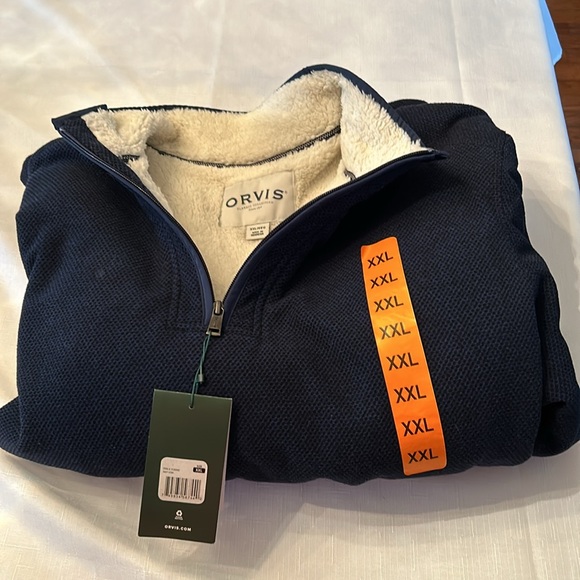 Orvis XXL navy blue 1/4 zip pullover - Picture 10 of 11